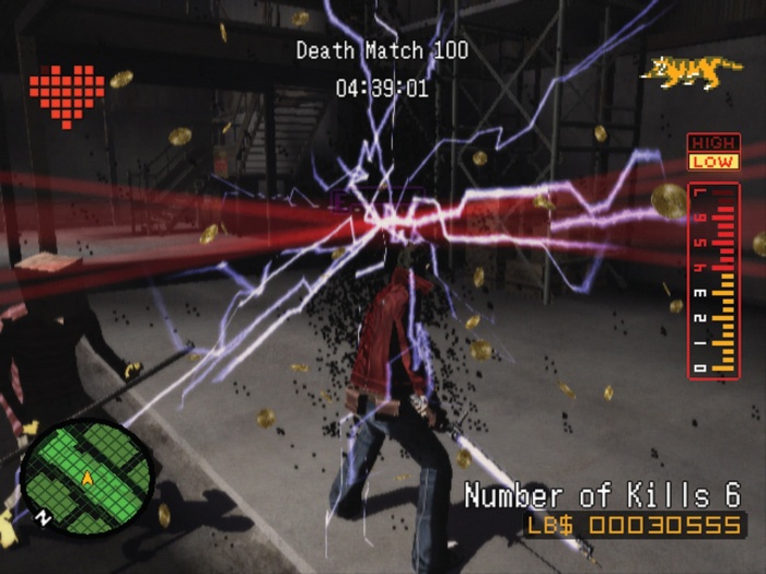 Completing a death blow with a flick of the Wiimote normally results in a graphically spectacular kill such as this
