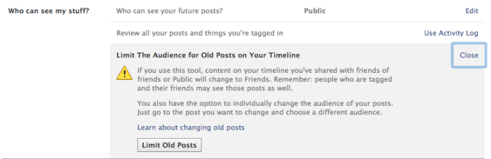 FB Limit Audience Old Posts